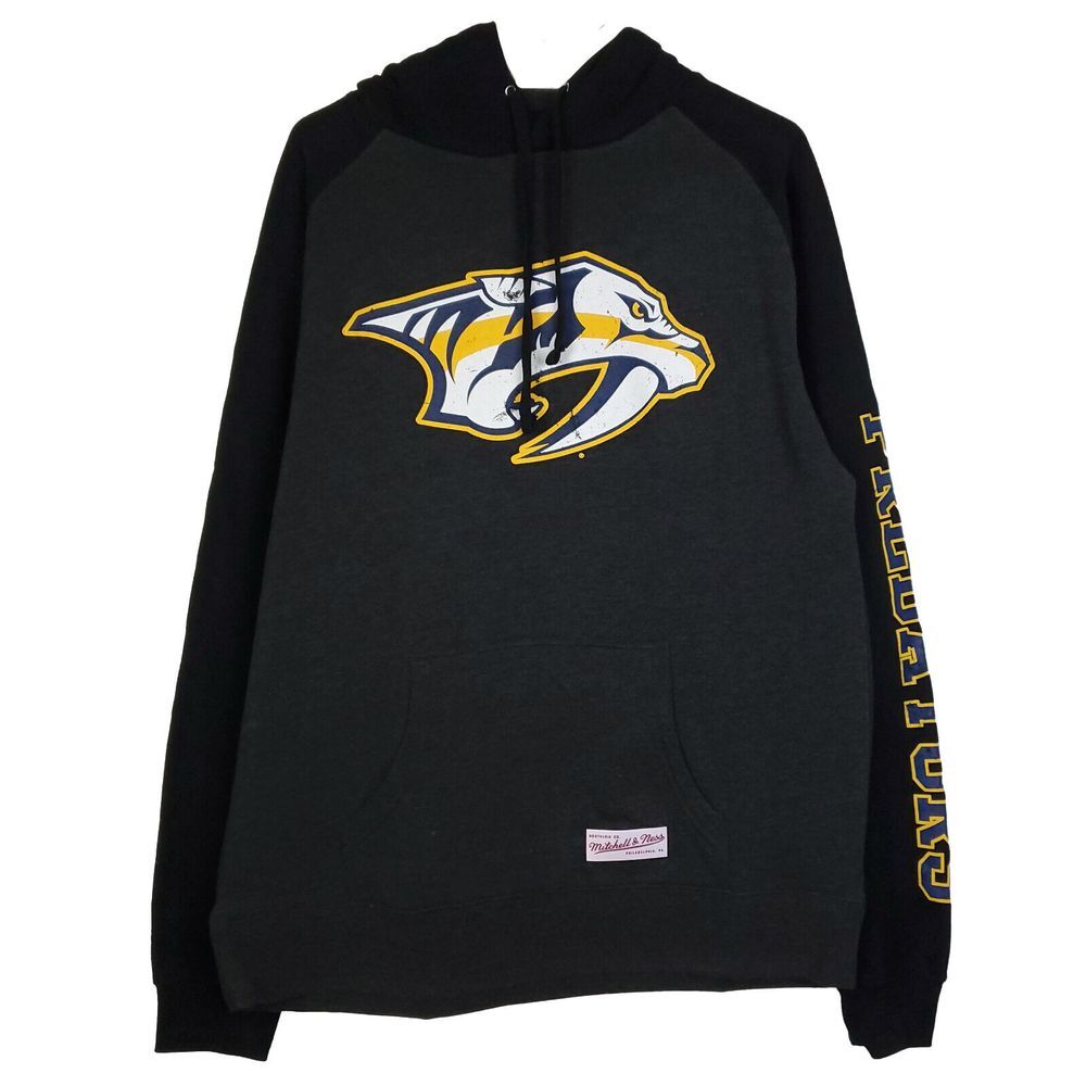 Nashville Predators Mitchell & Ness NHL L Large Hoodie Gray Black NWT